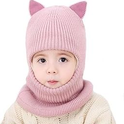 Baby Boys Girls Winter Knit Cap Hat Soft Fleece Woolen Hat | Monkey Cap with Cute Ear Details Unisex Kids Winter Hat (6 Months to 7 Years)-51