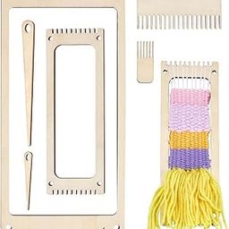 Curious Button 6Pcs Wood Weaving Loom Kit, Bookmark Weaving Loom with Weaving Comb and Weaving Crochet Needle Knitting Loom Tools for Adults and Kids-image-82