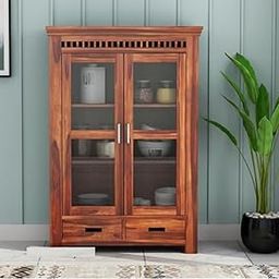 Craftswood Home Furniture Kitchen Cabinet | Book Shelf for Home Library || Wooden Bookshelf Cabinet with Glass Door || Books Rack for Shelves || Bookcases,Honey Finish-picture-13