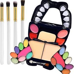 UJEAVETTE® Makeup Eyeshadow Lip Gloss Concealer Powder Palette Brushes Kit White-Gold-32