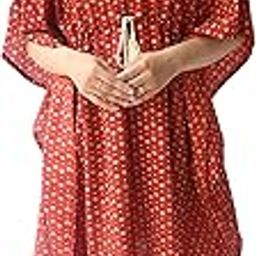 Women's Jaipuri Printed 100% Cotton Knee Length Kaftan Nightdress / Nighties Sleep Wear-image-6
