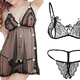 Women Sheer Lace Solid Mini Babydoll Pack of 1 (Regular, Navy&Maroon)-picture-18