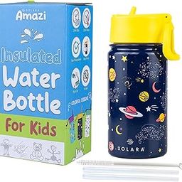 SOLARA Water Bottle for Kids 450ml, Kids Water Bottle, Sipper Bottle for Kids, Thermosteel Kids Bottle, Stainless Steel Water Bottle for Kids, Straw Bottle for Kids, Galaxy-16