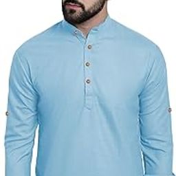 Men Pure Cotton Slim Fit Full Sleeve Short Kurta | Super Soft Stylish Kurta for Any Occasions (KRTBTN09)-image-83