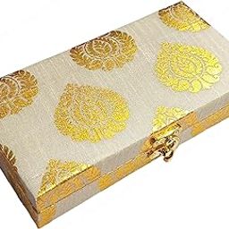 SHAKTISM Decorative and Attractive Box Cash Box, Shagun Box, Jewellery Box, Money Box Envelop Wedding, Gift Box, Bangel box Pann Patta Design (Pack of 1Pc) (Off-White)-image-40