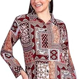 Women Casual Sky Blue Floral Printed Shirt | Collar Button Shirt | Full Sleeve Shirt | Trendy Shirt | Regular Casual Shirt-10