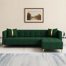 FURNY Modernliving 5 Seater RHS L Shape Sofa Set (Green)-image-6