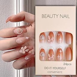 S.A.V.I Gradient Love Bowknot Fake Nails - 24 PCS DIY Manicure Kit-image-32