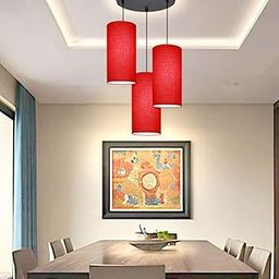 Woodooz Home Decor Hanging 3 Lights for Dining Table | Red Hanging Lights for Living Room Set of 3 | Cluster 3 Hanging Light for Ceiling-image-13