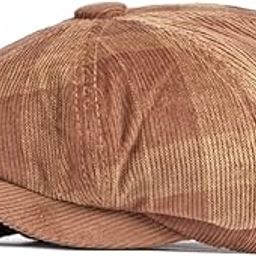 Spring Autumn Newsboy Caps Men Women Fashion Plaid Octagonal Hat with Elastic Band Flat Cap Women Casual Cap Khaki-33