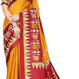 yashika Women's Plain Woven Printed Art Silk Saree with Unstitched Blouse Material-picture-17