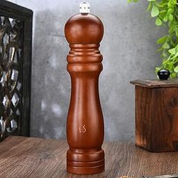 FnS Wooden Salt & Pepper Grinder with Adjustable Coarseness Refillable Stainless Steel Mechanism for Kitchen Dining Table Set | Best Kitchen Tools, 8 inch (Dark Brown)-image-34