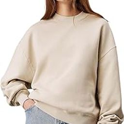 KOTTY Women's Fleece Sweatshirt Solid Pattern with Classic Round Neck-image-45
