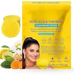 Redvant Turmeric & Kojic Acid Face Cleansing Pads for Dark Spots, Skin Brightening & Acne Prevention | Vitamin C, Retinol & Chamomile Hydrolat | For Women & Men | All Skin Type | 60 Pieces Pack of 1-44
