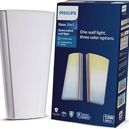 PHILIPS 12W 3 Colours in 1 Decorative Wall Light | Neos Silver Scene Switch Wall Light for Decoration | Colour : Tunable White, Pack of 1-11