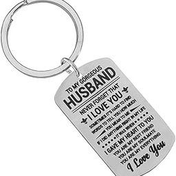Valentine Gift To My Gorgeous Husband Silver Stainless Steel Keychain For Couple Holder - Bikes/Car/Double Key Ring/Office Home LCSKey202408-image-99