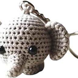 Crochet Keychain – Mini Elephant Plush | Handmade Soft Cotton Yarn Toy | 1 Piece |Decorative Bag Charm and Keyring | Baby Shower Favor | Amigurumi Animal Gift-picture-23