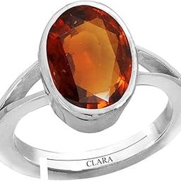 Gomed Hessonite 5.5cts or 6.25ratti Stone Silver Adjustable Ring for Women-image-25