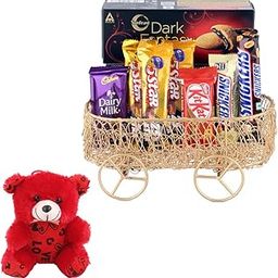 SFU E Com Chocolates For Your Loved Once | Valentine Teddy Bear With Chocolate Combo | Valentine Chocolate Hamper | 666-83