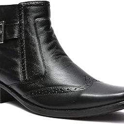 Men's Black Premium Genuine Leather High Ankle Zipper Boots-image-107