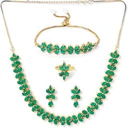 Jewellery Set for Women American Diamond Combo of Necklace Set with Earrings, Bracelet and Ring for Girls and Women-image-84