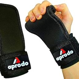 Aprodo Adjustable Black Weight Lifting Wrist Support Hand Grips with Neoprene-26