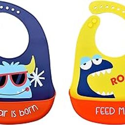THE LITTLE LOOKERS Silicone Feeding Bib for Baby/Toddlers with Adjustable Strap| Waterproof| Easy to wash| Stain Proof | BPA Free/Soft Material Bibs with Tray/Food Catcher (0-3 Years) (Pack of 2)-image-26