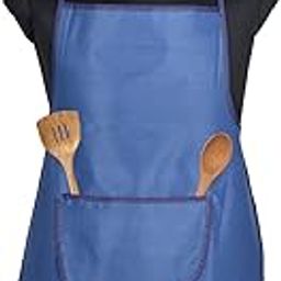 Kuber Industries Apron | Waterproof Kitchen Cloth | Center Pocket Apron with Ties | Kitchen Apron for Women | Kitchen Apron for Cooking | Cooking Dress for Men | Mini Check | Blue-22
