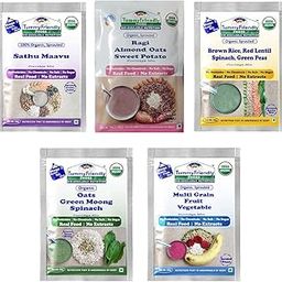 TummyFriendly Foods Certified Organic Sprouted Porridge Mixes Trial Packs With Banana, Spinach - Combo3 | Made of Sprouted Ragi Flour, Sprouted Brown Rice Flour, Oats, Banana and Vegetables | Baby Food for 8 months baby | No Sugar, No Salt, No Milk, No Chemicals, No Pesticides & No GMO | 9 Month Shelf-life | 5 Trial Packs, 50g Each-image-94