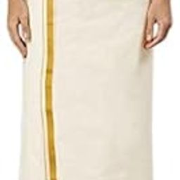 Men Cotton Double Layer Solid Dhoti with Gold Zari Border-picture-19