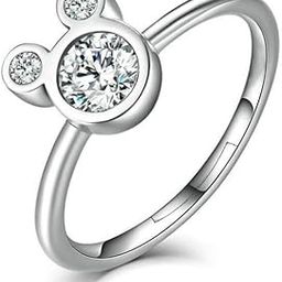 Silken brilliance Cute Clear Cubic Zircon Mickey Adjustable Ring For Women & Girls(White)-image-53