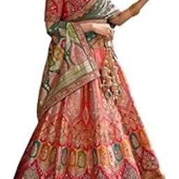 Women's Magnetic Multi-Color Zari Weaving Wedding Wear Lehenga Choli-21