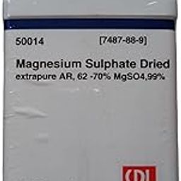 SRL Magnesium Sulphate Dried extrapure 500GM AR GRADE, 62-70% MgSO4, 99%(CAS 7487-88-9),Molecular Formula : MgSO4. xH2O, Molecular Weight : 120.37 (anhy),Shelf Life : 60 Months,-20