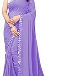 Women's Mirror Lace & Dyed Georgette Saree with Unstitched Blouse Piece-image-25