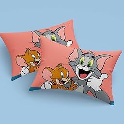 Kaprido® Panel Digital Print Theme Pillow Cover Pair of 2 Pieces (Tom & Jerry)-image-53