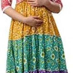 Women's Maternity Dress for Pregnancy, Nursing| 3/4 Sleeve Feeding Kurti with Zippers |Multicolor Floral Print| Dress for Pre & Post Pregnancy-image-62