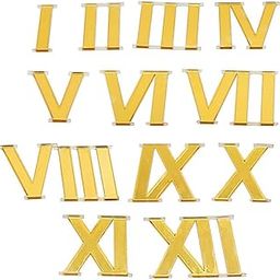 BanteyBanatey® 12 Golden Acrylic Roman Numbers | Numerals/Digits for Clock Making in Resin Art, MDF Craft, Decoupage Craft, DIY Craft As a Clock Accessory-30