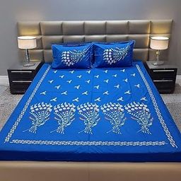 Arsha Chikankari Pure Cotton Double Bedsheet Set with 2 Pillow Covers, Embroidered, 250 x 230 cm, White-image-7