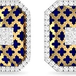Yellow Gold and Diamond Stud Earrings for Women-image-94