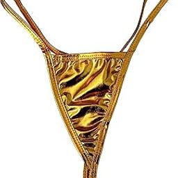 Women's Faux Leather G-String Panty (Gold, Small)-image-15