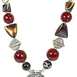 Tibetan Naga Ethnic Fashion Trendy Oval Pendent Necklace Tribal Assorted beads Necklacefor Woment & Girls (Length 28 inch)-image-84