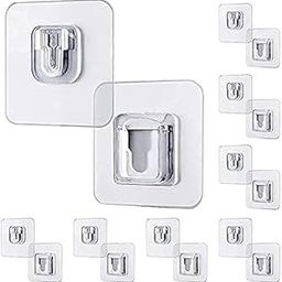 NEXGENX Transparent Self Adhesive Plastic Male/Female Wall Sticker Hooks Waterproof Sticky Hook for Home, Kitchen and Bathroom (Pack of 5)-16
