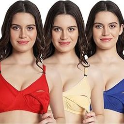 Women Cotton Multicolor Full Cup NonPadded Wireless Feeding Bra Nursing Bra and Maternity Bra Combo Pack of 3-image-35