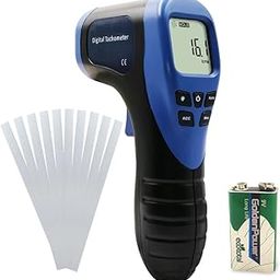 Digital LCD Photo Tachometer Non-Contact RPM Meter Motor Speed Gauge Gun Style Includes 8 Reflective Tapes-10