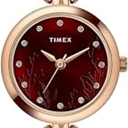 Women Maroon Round Analogue Brass Dial Watch- Twel11437, Band Color-Rose Gold-image-17