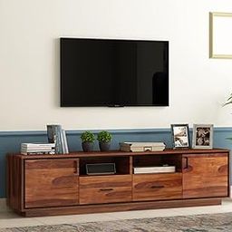 Siyaram Handicraft TV Cabinet with 4 Drawer 2 Shelfs | Wooden TV Console Table TV Cabinet TV Unit for Living Room Hall Bed Room | Colour - Honey Finish Brown-16