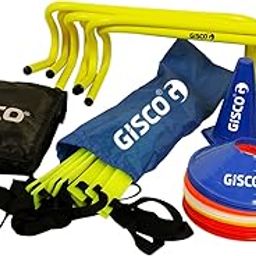 GISCO Speed and Agility Soccer Training Kit, Including 6" Hurdles - 6Pcs + 4 M Agility Ladder with Bag- 1 Piece + 6" Marker Cone - 6 Pcs + Space Marker -20 Pcs + Speed Chute Large - 1 Piece + Kit Bag-image-23