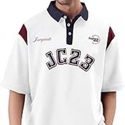 Mens Polo Neck Fullsleeve Printed Mens White Cottonblend Slim fit Tshirt-image-6