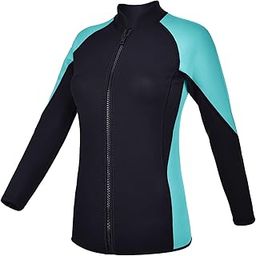 TBLUITE Women Wetsuit Top Swim Jacket Mens Youth Wet Suit Shirt 2mm Neoprene Thermal Swimsuit Front Zip Long Sleeve Cold Water Keep Warm Snorkeling Diving Surfing-image-28