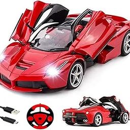 FAMOUS QUALITY Big Size Remote Controlled Sports Racer Car Toy For Kids With Openable Doors And LED Lights And Sound High Speed RC Car For Boys, Red-16